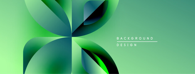 Aufkleber - Abstract green design features overlapping rounded shapes. Gradient colors create dynamic visual effect. Minimalist style, modern aesthetic.