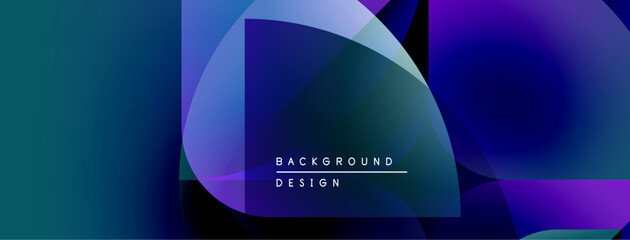Poster - Abstract background features vibrant blue, purple gradients. Overlapping shapes create modern design, text reads background design.
