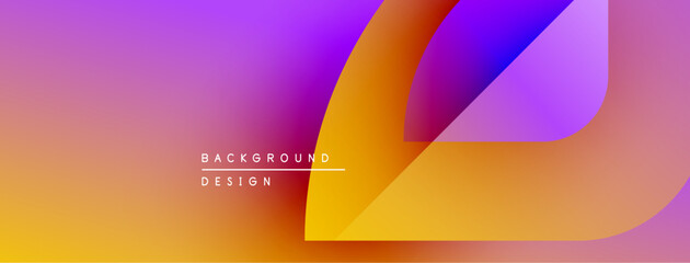Poster - Vibrant gradient background design features overlapping shapes. Orange, purple hues create modern aesthetic. Text reads background design.