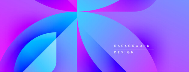 Aufkleber - Abstract gradients blend purple, blue hues. Dynamic shapes create modern background design. Minimalist text adds subtle branding element.