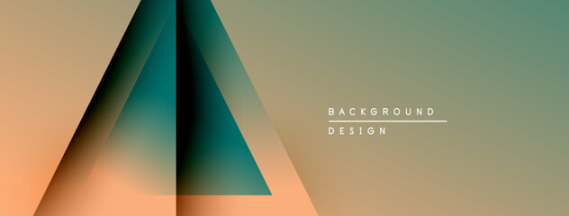 Fototapete - Abstract geometric shapes overlap, creating gradient color transitions. Minimalist design with text elements present. Modern aesthetic.