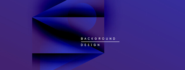 Fototapete - Abstract purple design features layered shapes, gradients. Text reads background design, simple, modern aesthetic.