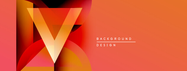 Fototapete - Abstract design features layered shapes, warm colors, gradient effect. Modern background suitable for various projects.