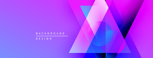 Fototapete - Abstract gradient background. Geometric shapes overlap creating vibrant visual effect. Modern design elements present.