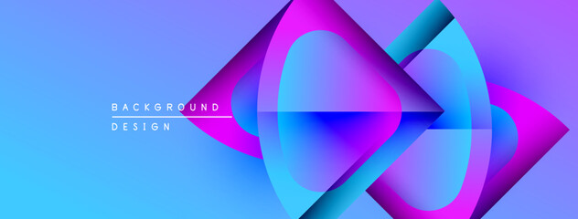 Fototapete - Abstract vibrant design features overlapping circles, gradients. Blue, purple hues create dynamic visual effect. Modern, stylish background.