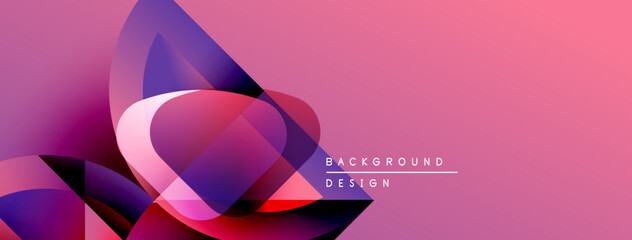 Fototapete - Abstract shapes blend, creating vibrant pink, purple gradients. Modern design evokes energy, fluidity, visual interest.