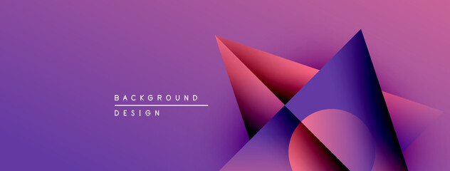 Fototapete - Abstract geometric shapes, purple hues, gradient design. Modern background with dynamic composition, sleek presentation.