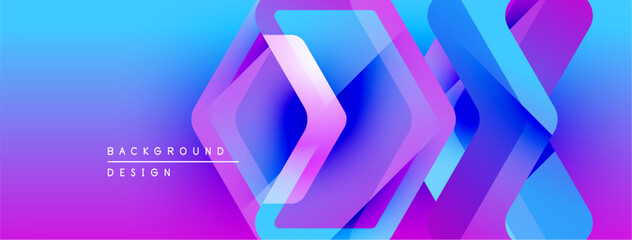 Leinwandbilder - Abstract geometric shapes overlap, creating vibrant blue, purple gradient. Modern design suitable for backgrounds, presentations.