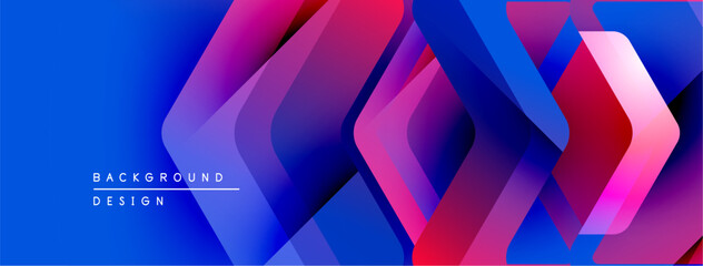 Leinwandbilder - Abstract geometric shapes overlap, creating vibrant blue, pink, purple gradients. Modern design element for backgrounds or banners.