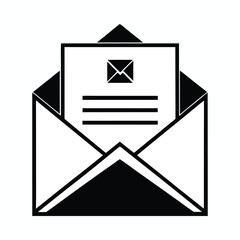 Aufkleber - Survey paper in envelope illustration white graphics isolated on white background