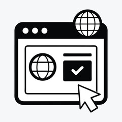 Poster - Web browser cursor clicking checkbox icon isolated on white background