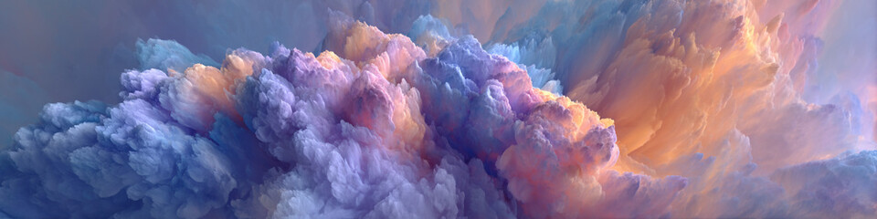 Poster - Abstract cloudscape with pastel hues blending together in a painterly style rendering of sky formations