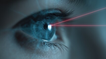 Poster - Futuristic Eye with Laser Beam Scanning in Digital Technology Perspective