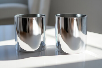 silver mirrored cylinder for premium display effect