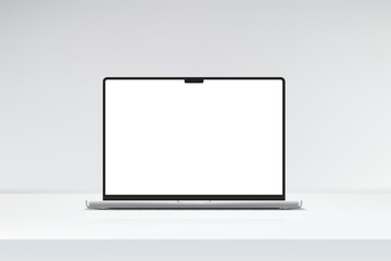 Canvas Print - 3d laptop digital device mockup with blank screen isolated on background. realistic, high quality no