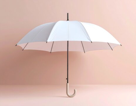 White umbrella on blush background