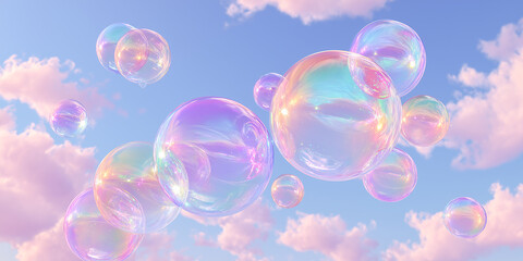 Wall Mural - iridescent summer bubbles abstract background