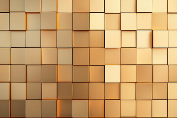 Poster - Abstract golden 3D cube pattern with warm tones and shadows