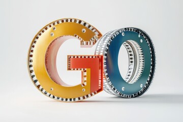 Fototapete - The word GO is written in a circle with a red and yellow background