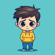 © Illahstd - Sad Cartoon Boy in Yellow Hoodie Large Eyes Downcast Expression (1)