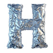 © SuperPixel Inc - Top view of a 3D letter H made of aluminum foil isolated on a white transparent background