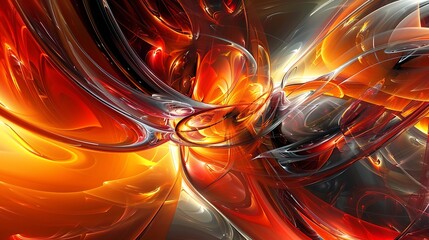 Leinwandbilder - abstract background with flowing orange red and black shapes