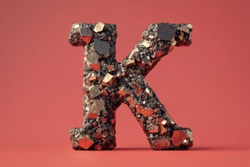 Fototapete - The letter K is made of rocks and has a rough texture
