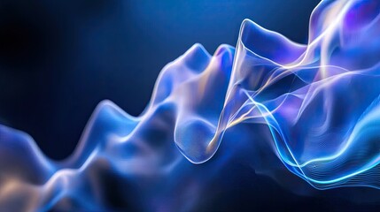 Poster - Soft Blue and Purple Wave Forms on Dark Background for Creative Use