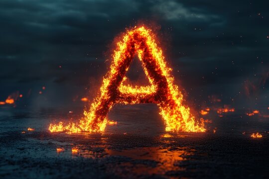 A fire lettering on a dark background