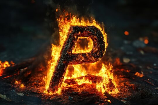 A letter P made out of fire