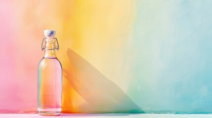 Poster - Elegant Glass Bottle on Colorful Gradient Background for Decor