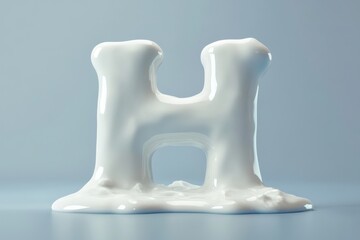 Fototapete - The letter H is made of white paint and is dripping down