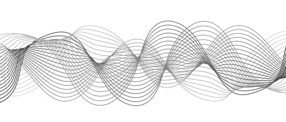 Leinwandbilder - Abstract modern background with smooth, flowing waveforms formed and fine parallel lines. Dynamic gradient effect. Curves overlap and intertwine with varying transparency, sense of depth, rhythm