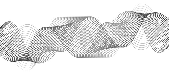 Fototapete - Abstract modern background with smooth, flowing waveforms formed and fine parallel lines. Dynamic gradient effect. Curves overlap and intertwine with varying transparency, sense of depth, rhythm