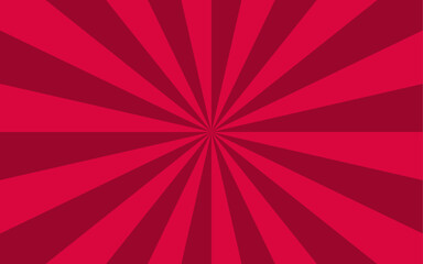 Poster - Abstract bold, radial burst background with deep red and dark crimson wavy rays spiraling central focal point. Symmetrical, hypnotic sunburst effect, with curved lines and dynamic sense of motion 