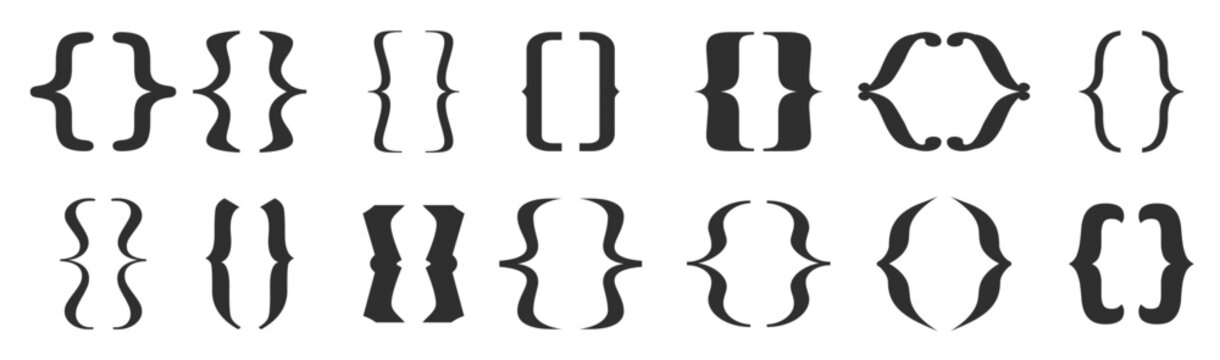 Brackets icons set. Curly brackets icons, typography. Vector illustration. vector