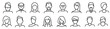© Viv - face various types signs black thin line icon set include avatar user portrait person head vector