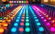 © CK Studio - Vibrant illuminated control panel on a professional sound mixing console