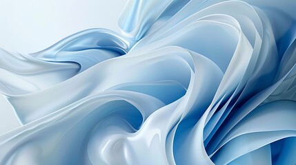 Leinwandbilder - abstract light blue flowing shapes on a soft white background