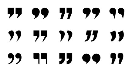 Fototapete - Double comma set quote mark icon in black color vector quotation elements for speech, comment, chat, text, dialogue, message, communication, web and graphic design.