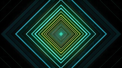 Aufkleber - Abstract diamond tunnel with glowing green and blue lines creating a hypnotic visual effect