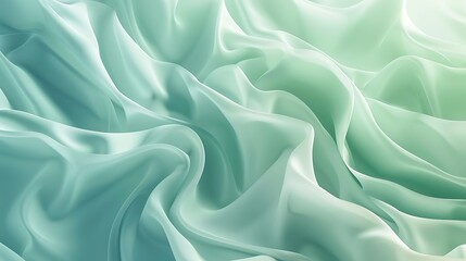Poster - Abstract flowing silk fabric with a soft gradient in aqua and mint green shades