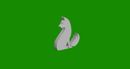 Poster - Isolated realistic white fox symbol front view with shadow. 3d illustration on green chroma key background