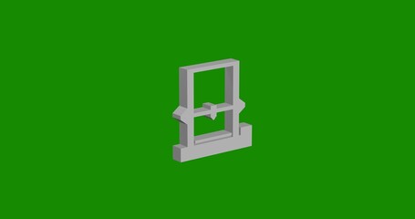 Poster - Isolated realistic white 3D printer symbol front view with shadow. 3d illustration on green chroma key background