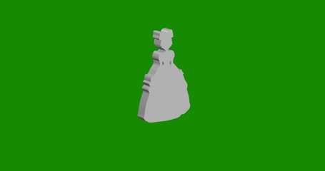 Poster - Isolated realistic white princess symbol front view with shadow. 3d illustration on green chroma key background