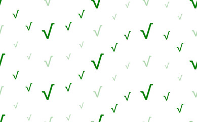 Aufkleber - Seamless pattern of large and small green square root symbols. The elements are arranged in a wavy. Illustration on light green background