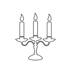 Poster - A large black outline candlestick with candles symbol on the center. Illustration on transparent background