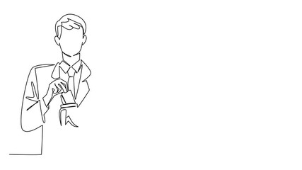 Poster - Animated self drawing of continuous one line drawing a man in a suit and tie puts banknotes into a jar. Collected and then donated. Sharing. Donate a Wages of Day To Charity Day. Full length animation