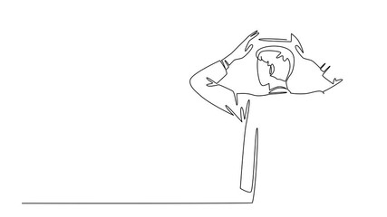 Poster - Self drawing animation of single one line drawing a man in a suit puts a crown on his head. Pride that will become a beautiful history. A true winner. Reward Yourself Day. Full length animated