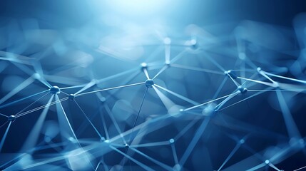 Poster - abstract network of connected spheres with lines on a blue background